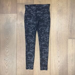SPANX Black Faux Leather Camouflage Leggings